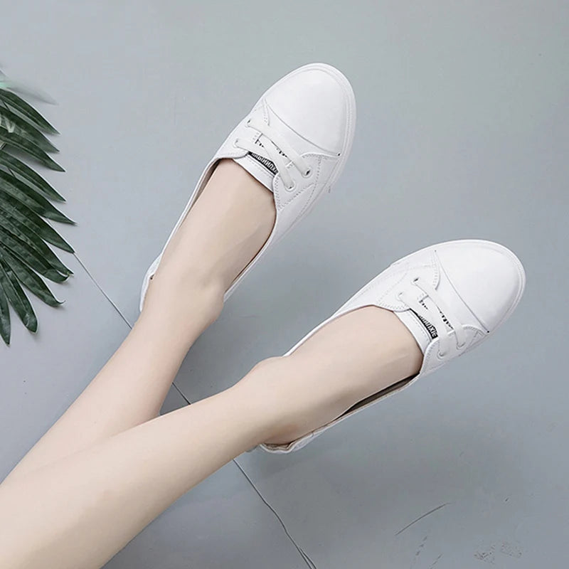 100% Genuine Leather Shoes Women Flat Causal Soft Comfortable Fashion Cowhide Brand Ladies White Shoes - Buy online at  Vibe In Cart.