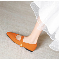 Women's Ankle Strap Weaving Ballerina Flats with Pearl
