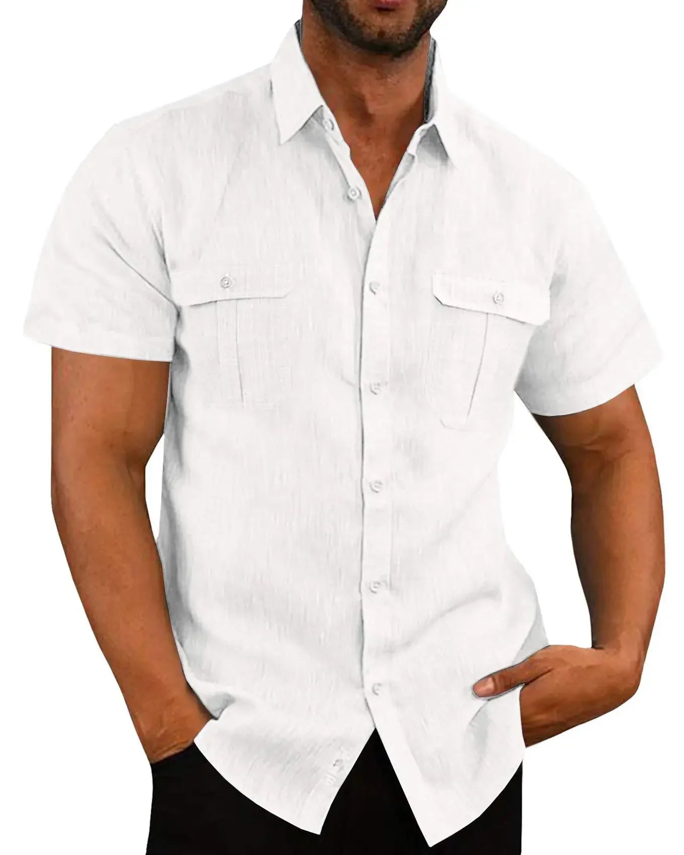 Cotton Linen Hot Sale Men Short-Sleeved Shirts Summer Solid Color Comfort Collar Casual Beach Style Plus SizeMale Shirts M-5XL - Buy online at  Vibe In Cart.