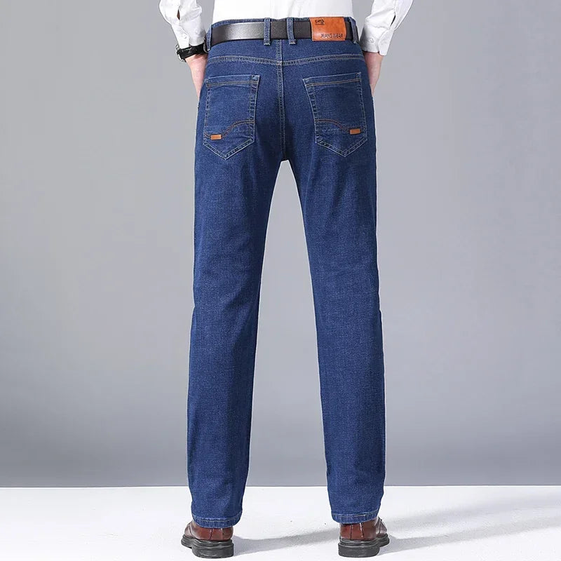 Men's Straight Leg Stretch Denim Jeans for Casual Wear