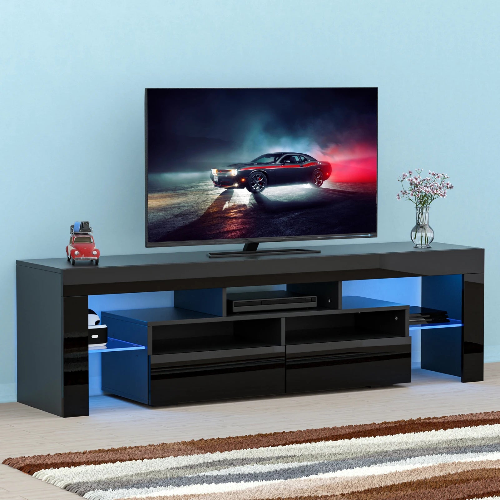 LED TV Stand for Living Room w/20 Colors Lights & Storage Shelf High Gloss TV Cabinet with Large Drawers for Gameroom/Bedroom - Buy online at  Vibe In Cart.
