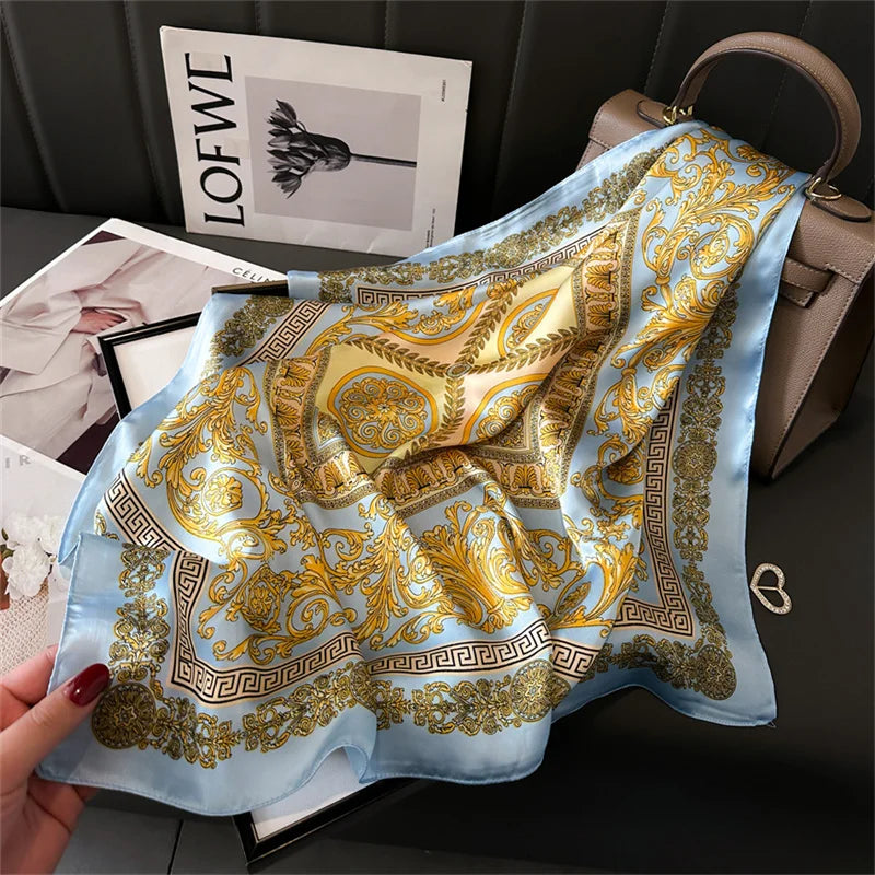 Women's 70x70cm Square Silk Scarf Shawl Headband