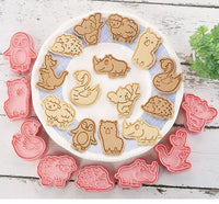 8-Piece Plastic 3D Cookie Cutters Set with Cartoon Designs