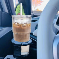 1/2pcs 600ml Stripe Glass Cup with Lid and Straw Transparent Drinking Glasses for Juice Water and Iced Coffee Cups Drinkware - Buy online at  Vibe In Cart.