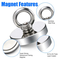 D48 D60 D75 D90 Super Strong Neodymium Fishing Magnets, Rare Earth Magnet with Countersunk Hole Eyebolt for Retrieving in River - Buy online at  Vibe In Cart.