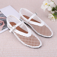 Women Mesh Ballet Flats Fishnet Ballerina Flats Breathable Slip On Ballerina Shoes Buckle Strap Daily Dress Shoes for Commuting - Buy online at  Vibe In Cart.