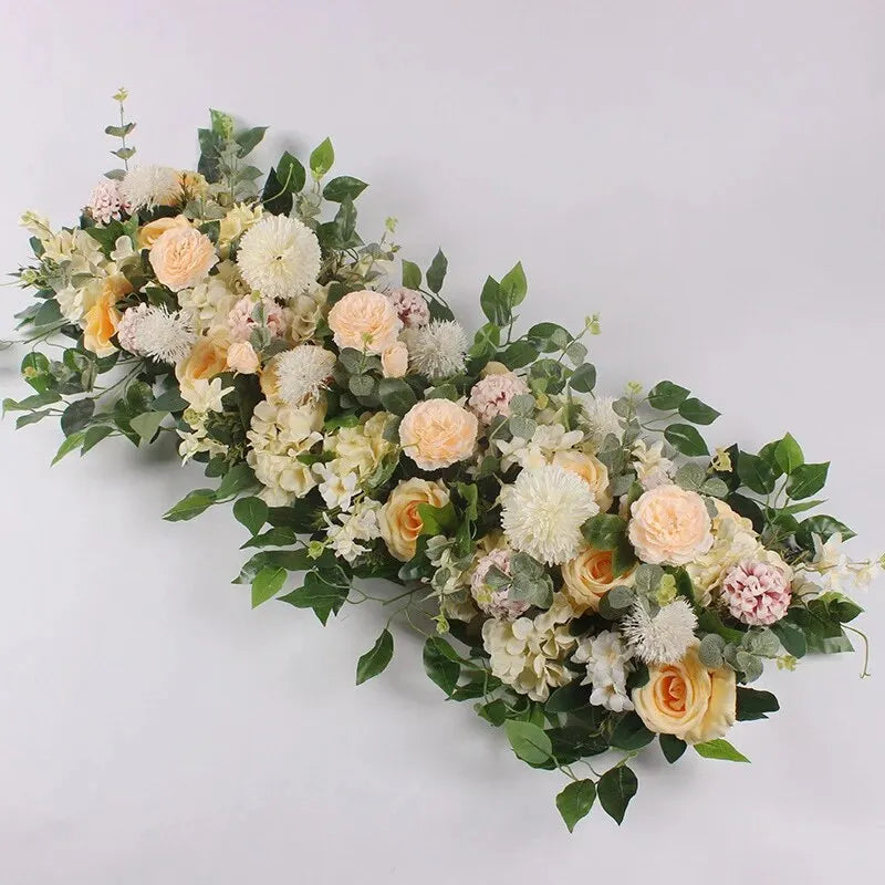 100cm Luxury White Rose Artificial Flower Row Wedding Table Centerpiece Flowers Backdrop Wall Arches Decor Party Stage Floral - Buy online at  Vibe In Cart.