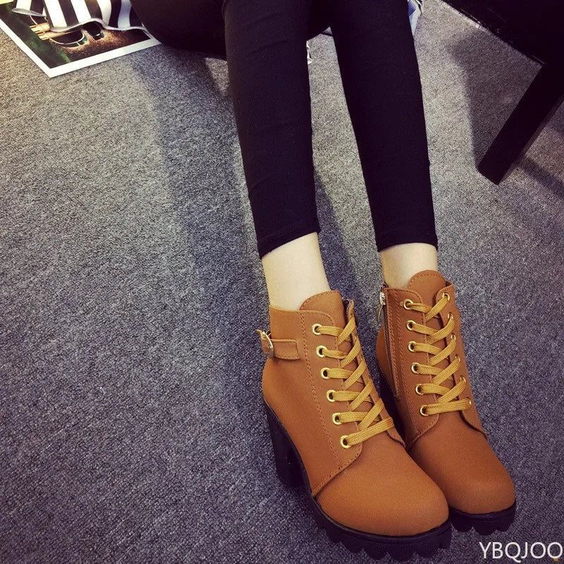 New Spring Winter Fashionable versatile Women Boots Lace-up Fashionable versatile Ladies Shoes comfortable High Heels Boots - Buy online at  Vibe In Cart.