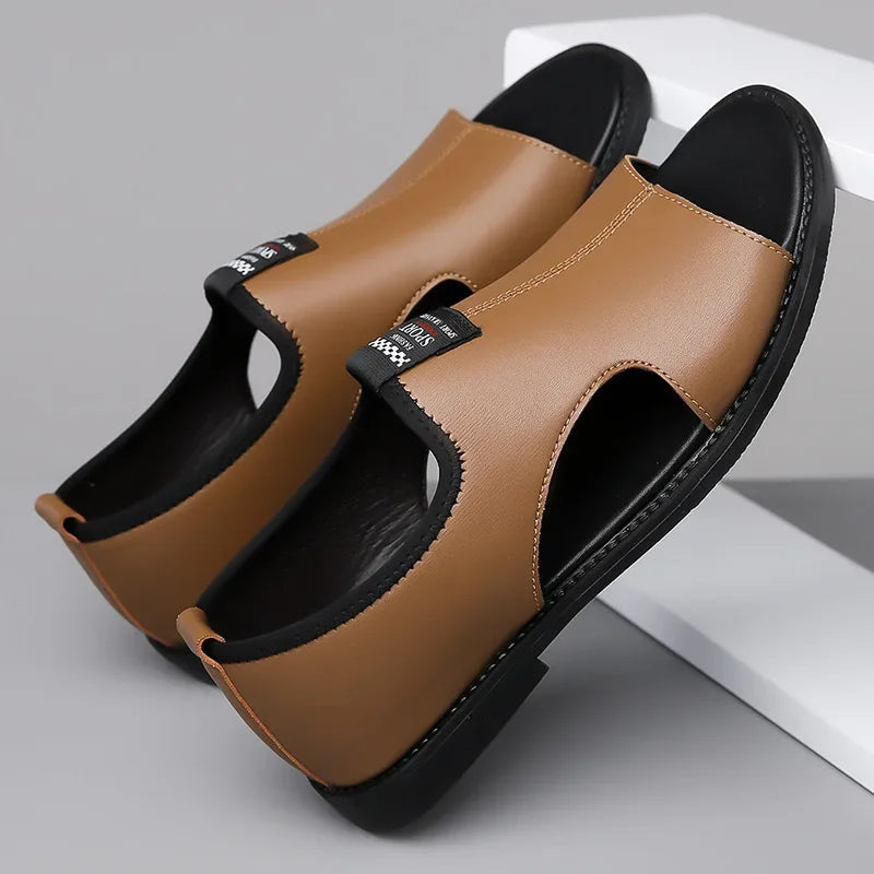 Sandals for Men Brand Casual Shoes Outdoor Fashion Men's Slippers Comfortable Beach Shoes High Quality Leather Men Flat Sandals - Buy online at  Vibe In Cart.
