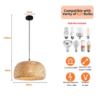 Bamboo Lantern 30cm Pendant Lamp Natural Rattan Wicker E27 LED Chandeliers Hand-Woven Lampshades Lighting Fixture Hanging Light - Buy online at  Vibe In Cart.