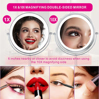 8inch 10X Magnifying LED Makeup Mirror with 3 Color Light Touch Switch Double Side USB Charging Desktop Vanity Cosmetic Mirror - Buy online at  Vibe In Cart.