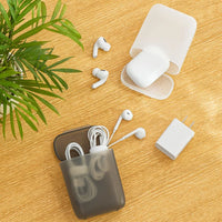 Transparent Dustproof Storage Box for Cables and Chargers in White, Green, and Gray