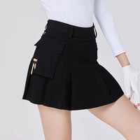 Women's High Waist Pleated Cotton Golf Skort with Pockets