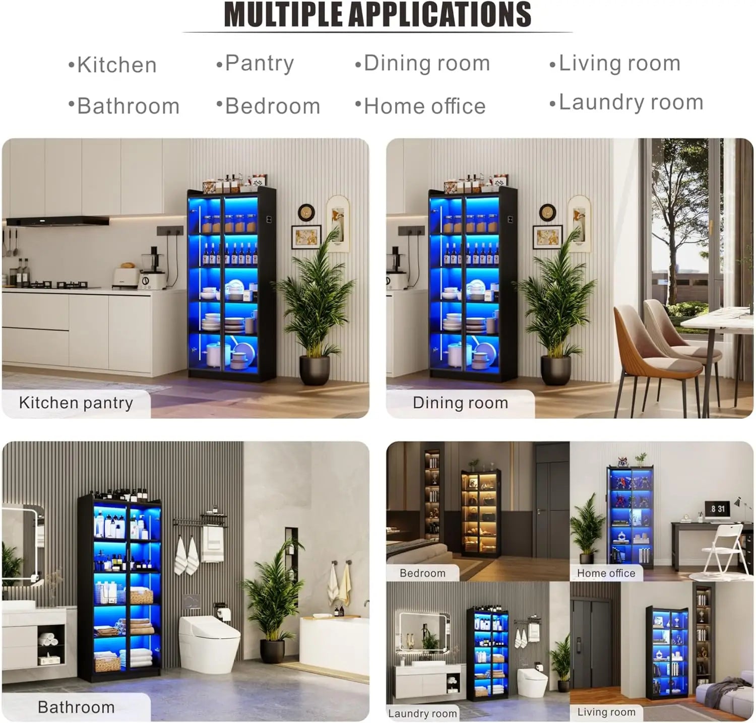 65" LED Display Cabinet with Sensor, Adjustable Shelves for Collectibles, Black Storage Case - Buy online at  Vibe In Cart.