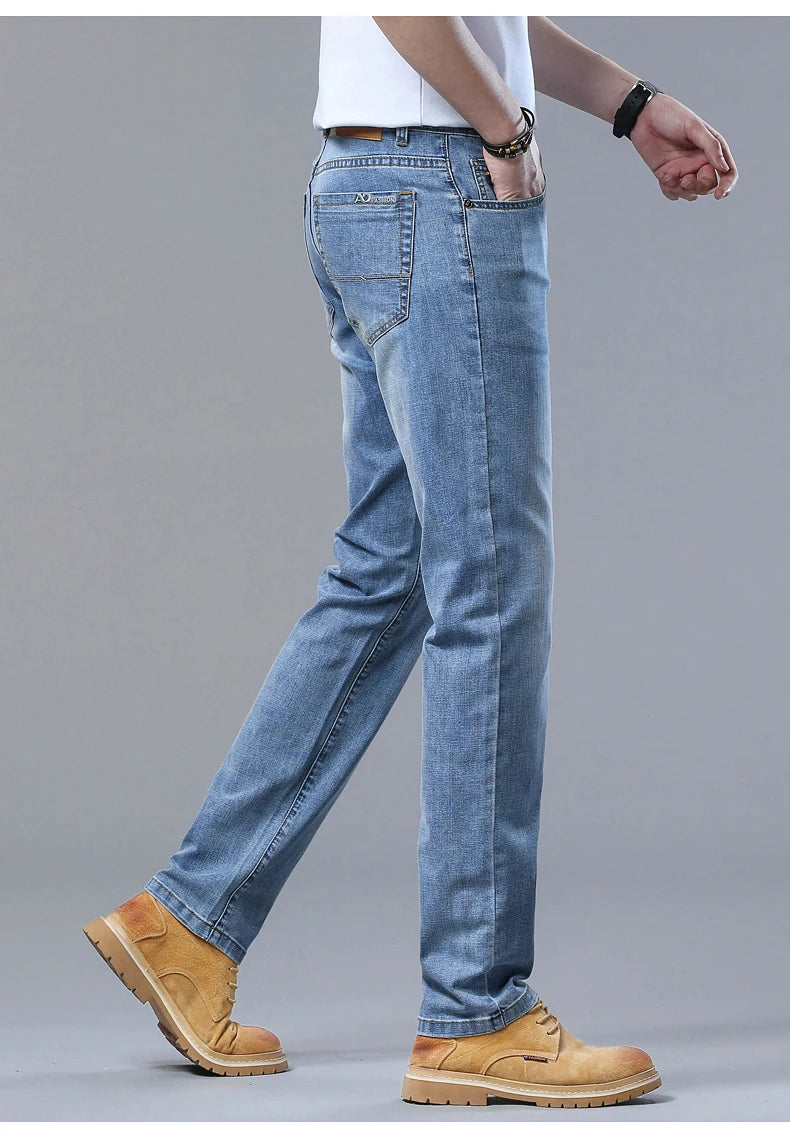 2024 Thin or Thick Material Slim Fit Men's Luxury Classic Style Men Jeans Business Stretch Denim Male Trousers Clothing - Buy online at  Vibe In Cart.