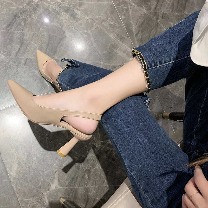 Summer Fashion New Pointed Toe Stiletto Heel Shallow Mouth Breathable PU Comfortable and Elegant Women's Shoes Sexy Sandals - Buy online at  Vibe In Cart.