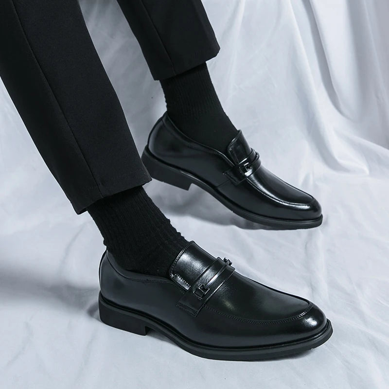 Men's Formal Leather Shoes Classic Style Slip On Loafers Round Toe Breathable Non-Slip Business Dress Wedding Office Casual Shos - Buy online at  Vibe In Cart.
