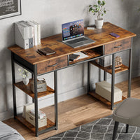JHK 48 Inch Double Deck Shelving Office Computer Desk with Pull-out Fabric Storage Drawers Metal Frame Adjustable Feet Table ﻿ - Buy online at  Vibe In Cart.