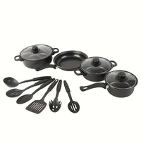 13-Piece Nonstick Cookware Set Black - Induction Compatible Pot Pan Set with Frying Pan & Utensils for Kitchen & Camping - Buy online at  Vibe In Cart.