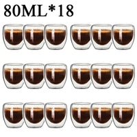 Double Wall High Borosilicate Glass Mug Set, Heat Resistant, 2-18 Pieces