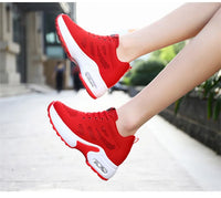 Women's Platform Mesh Lace-Up Sneakers Medium Heel