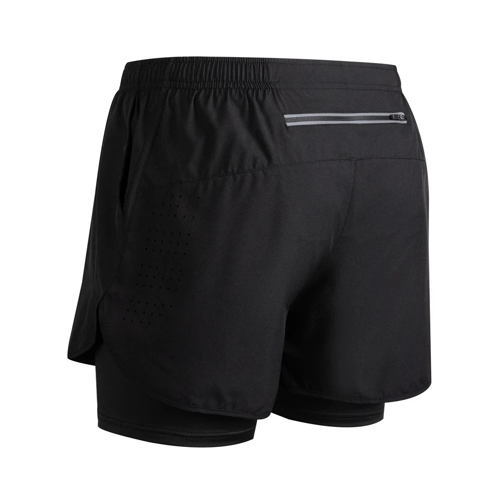 Men's Reflective Quick Drying Polyester Running Shorts With Double Layer