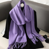 Women's Thick Warm Winter Polyester Scarf with Tassels