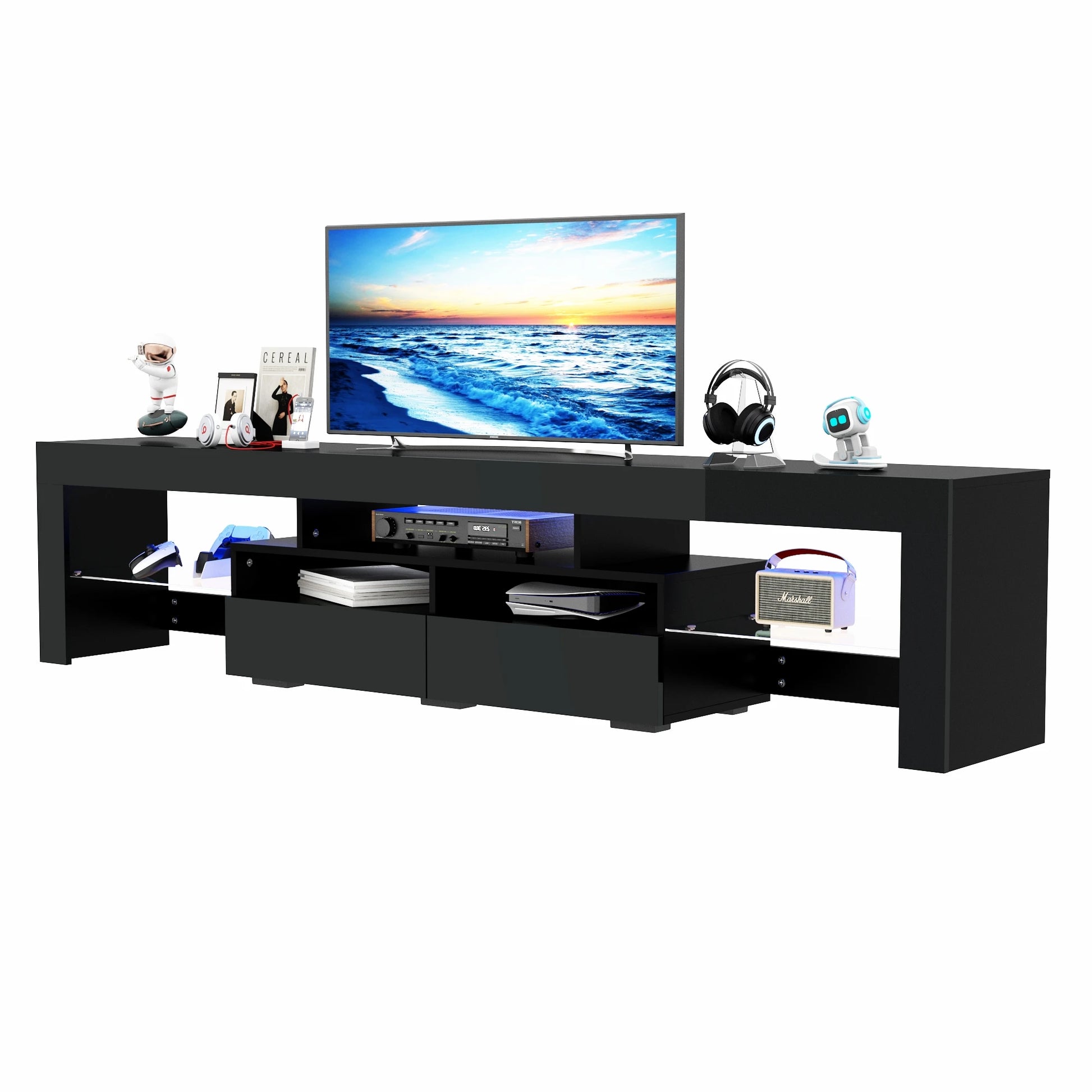LED TV Stand for Living Room w/20 Colors Lights & Storage Shelf High Gloss TV Cabinet with Large Drawers for Gameroom/Bedroom - Buy online at  Vibe In Cart.