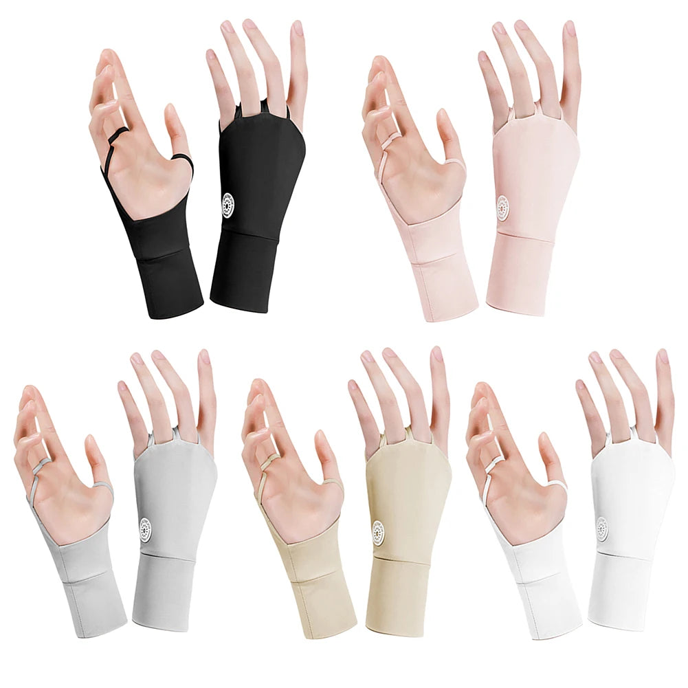 Women Protector Golf Gloves Cool Breathable Half Finger Glove Ice Silk Hollow Palm Elastic for Outdoor Practice - Buy online at  Vibe In Cart.