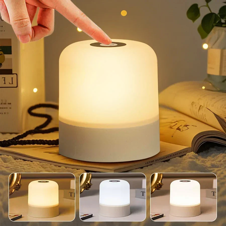 Rechargeable Led Night Light with Remote Control Touch Switch Table Lamp for Reading Bedroom White RGB Color Dimmable Portable - Buy online at  Vibe In Cart.