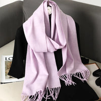 Women's Thick Warm Winter Polyester Scarf with Tassels
