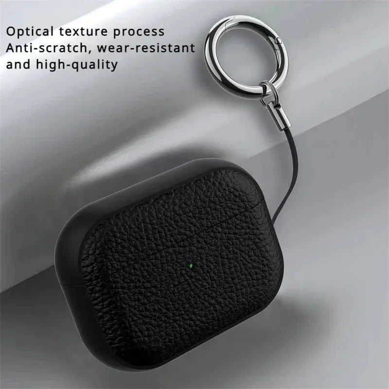 Leather Texture Protective Case for Wireless Earphones in TPU and Plastic