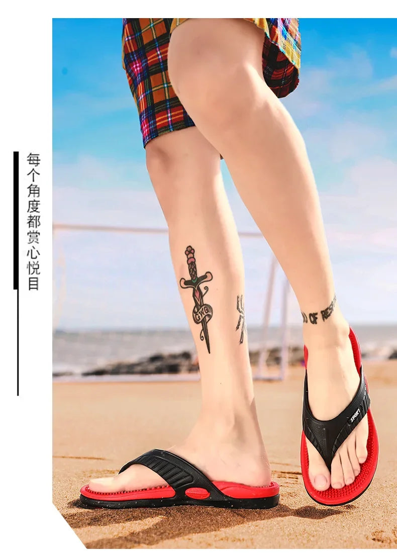 Massage Flip Flops for Men Summer Breathable Beach Shoes Sandals Men Luxury Flip Flops Breathable Plus Big Size Men Slippers 46 - Buy online at  Vibe In Cart.
