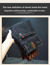 New Fashion winter Autumn Jeans Men's Printed Design Street All-Match Casual Soft Stretch Quality Men's Clothing Skinny Trousers - Buy online at  Vibe In Cart.