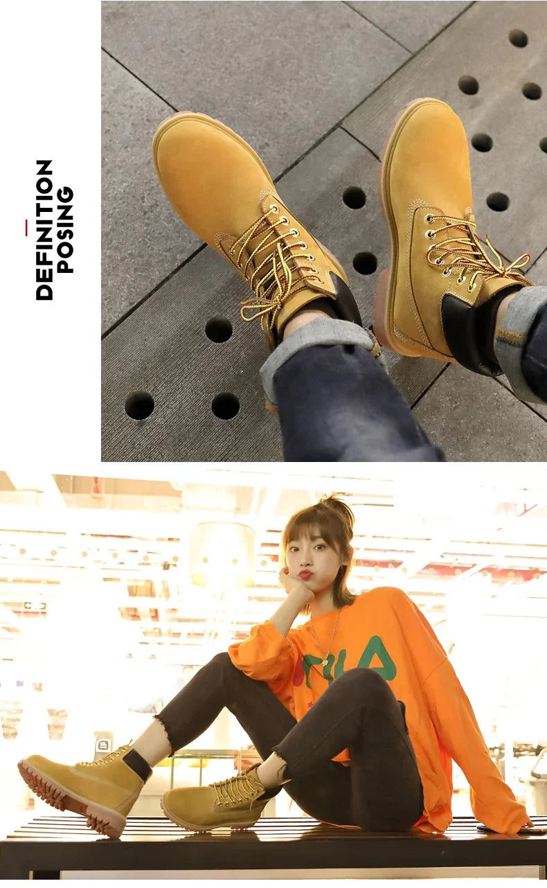 Genuine Leather Men's Winter Spring Ankle Treking Military Snow Yellow Tactical Boots Outdoor Footwear for Women Men Work Shoes - Buy online at  Vibe In Cart.