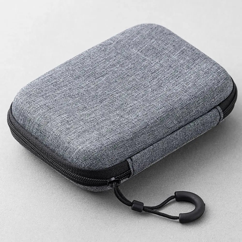 Grey Canvas Zipper Storage Bag for Earphones and Accessories