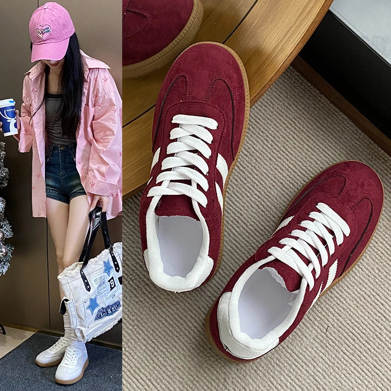 Women Tennis Sneakers Flats Ladies Fashion Mixed Colors Lace-up Vulcanized Shoes Spring Autumn Woman Outdoor Trainers Footwear - Buy online at  Vibe In Cart.
