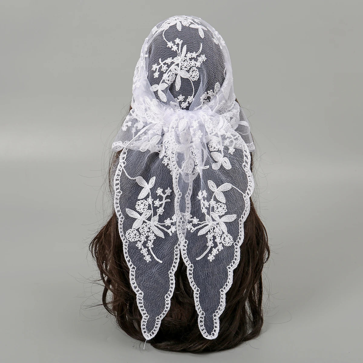 Adult Women's Triangular Lace Polyester Hair Scarf Accessory