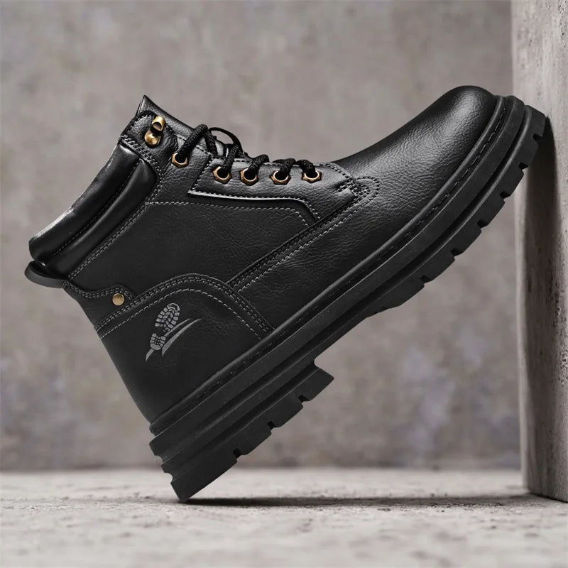 New Autumn Winter Men High Top Shoes Fashion Motorcycle Boots Outdoor Leisure Ankle Boots Comfortable Man Lace-Up Botas Sneakers - Buy online at  Vibe In Cart.