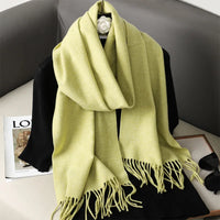 Women's Thick Warm Winter Polyester Scarf with Tassels