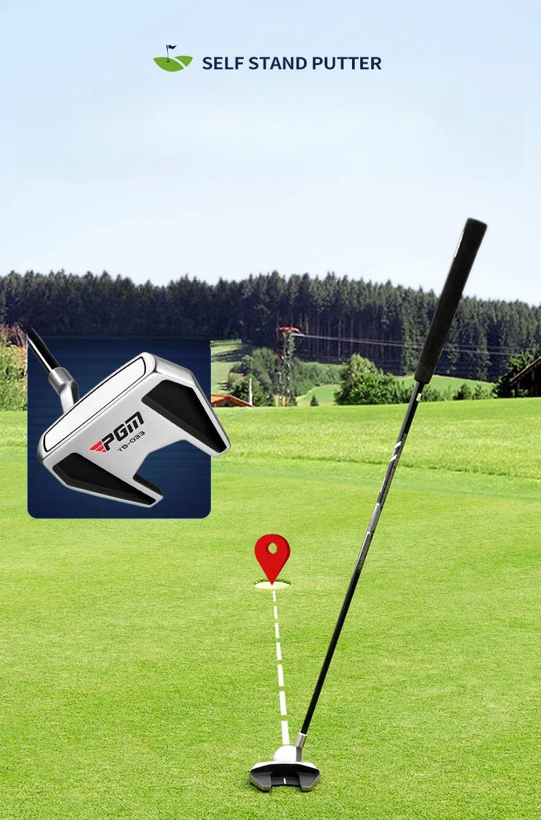 Left Handed Men's Standing Golf Putter with Ball Pickup, Silver Black