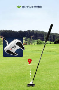 Left Handed Men's Standing Golf Putter with Ball Pickup, Silver Black