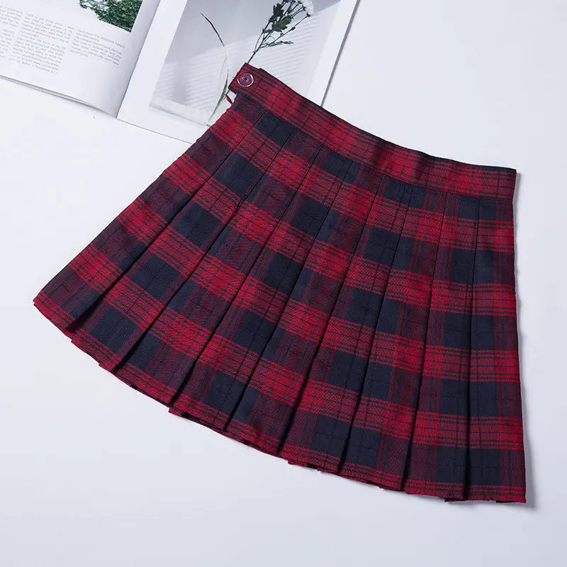 Pleated Skirt For Women 2023 Summer Grey Plaid  A-Line High Waist Mini Faldas Korean Style College Style Girl Black Short Skirts - Buy online at  Vibe In Cart.