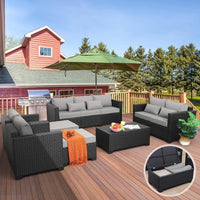 Patio Furniture Sets 7 Pieces Outdoor Furniture Sectional Patio Couches Set with Storage Table Light Grey Cushions - Buy online at  Vibe In Cart.