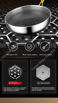 316 Stainless Steel Frying Pan Wok Non-stick Cooking Honeycomb Steak Gas Stove Pot Induction General Saucepan Kitchen Cookware - Buy online at  Vibe In Cart.