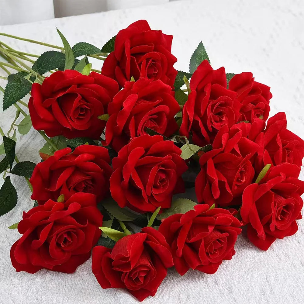 1/3/5/10/20pcs Roses Artificial Flowers Rose Flower Branch Artificial Red Roses Realistic Fake Rose for Wedding Home Decor - Buy online at  Vibe In Cart.