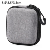 Grey Canvas Zipper Storage Bag for Earphones and Accessories