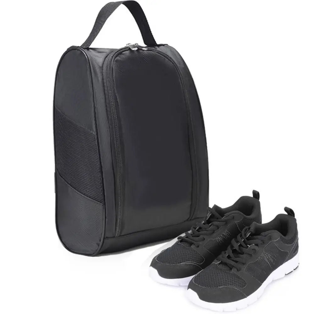 Black Oxford Cloth Portable Golf Shoe Bag, 23x12x33 cm