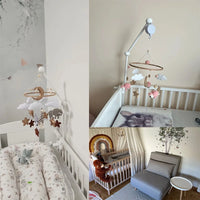 Baby Crib Mobile Rattle Toy For 0-12 Months Cartoon Felt Forest Animal Bed Bell Hanging Wooden Bracket Mobile Newbaby Rattle Toy