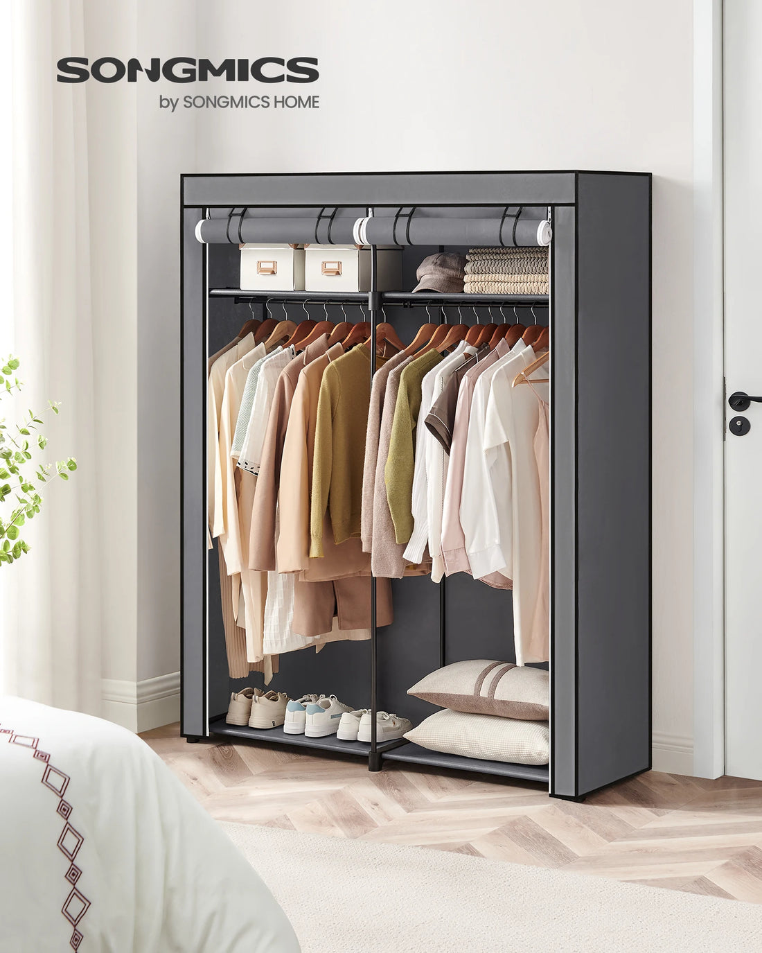 SONGMICS Closet Wardrobe, Portable Closet for Bedroom, Clothes Rail with Non-Woven Fabric Cover, Clothes Storage Organizer - Buy online at  Vibe In Cart.